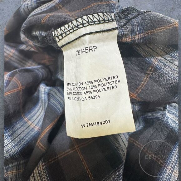 Rustler Men’s Vintage X-Long Tails Short Sleeve Pearl Snap Button Up Plaid Shirt - Picture 7 of 7